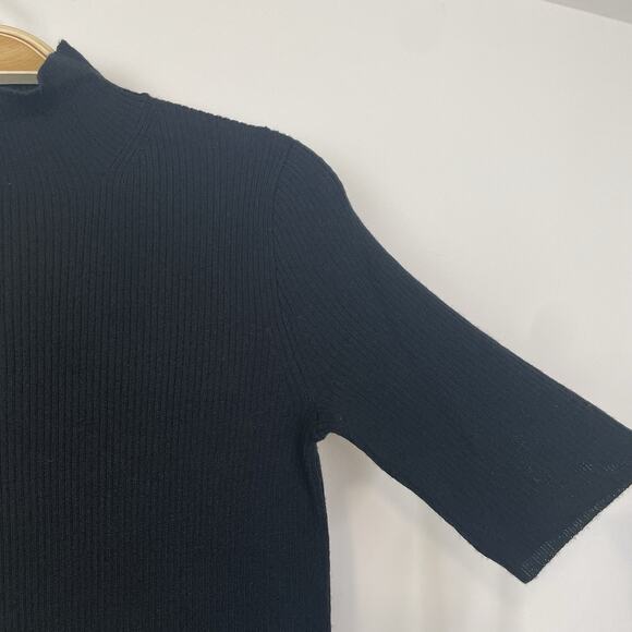 Madewell Ribbed Merino Wool Mockneck Sweater Tee True Black Small NS673 Minimal - Picture 5 of 8